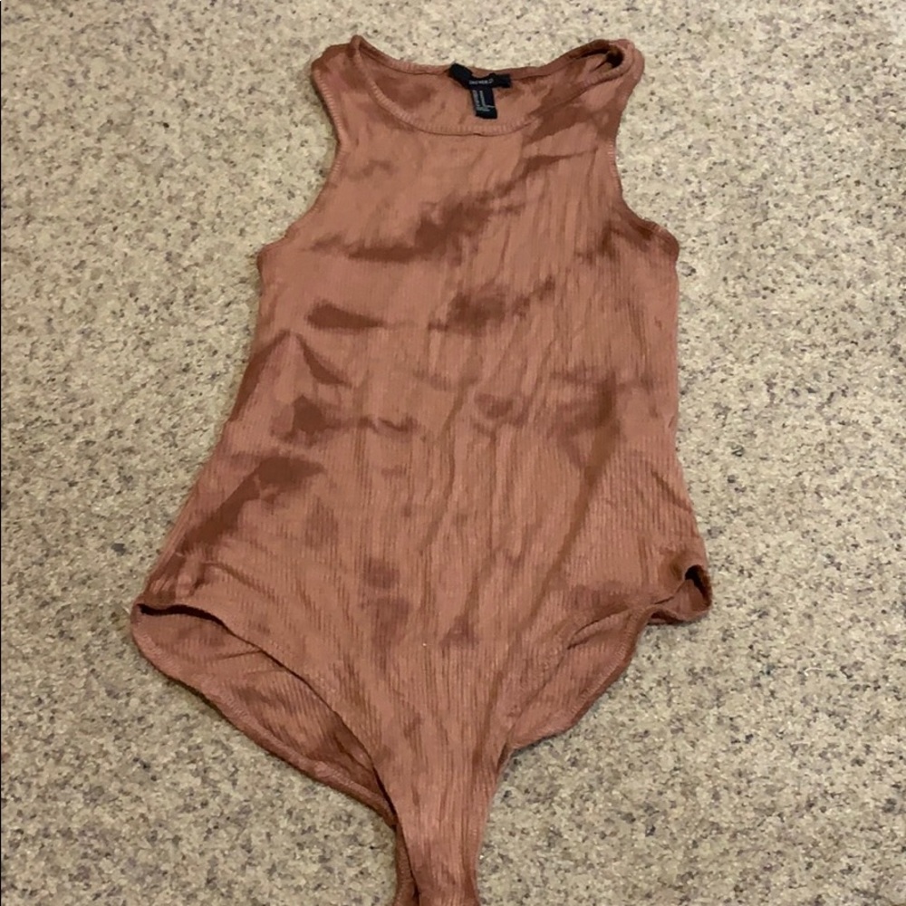 brown tie dye body suit